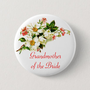 Grandmother of the Bride Spray of Flowers Floral 6 Cm Round Badge