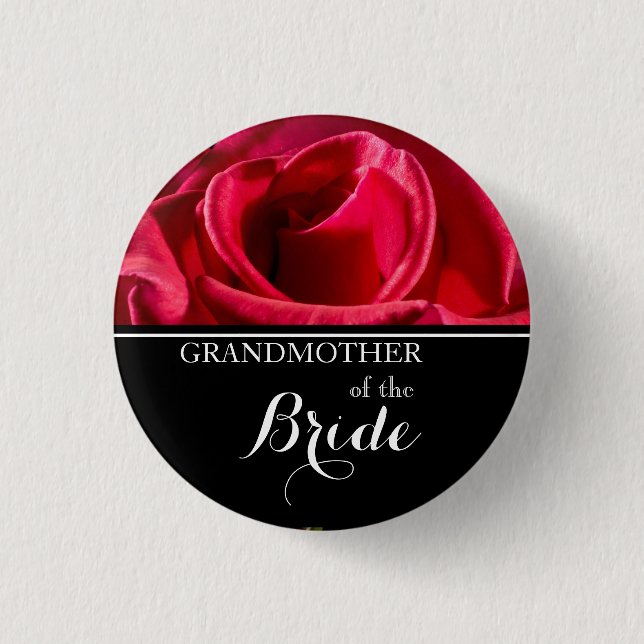 Grandmother of The Bride Wedding Red Roses 3 Cm Round Badge (Front)