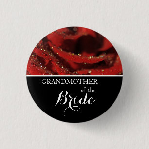 Grandmother of The Bride Wedding Red Roses Button
