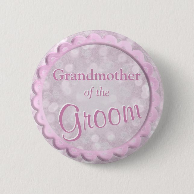 Grandmother of the Groom Pink Confetti 6 Cm Round Badge (Front)