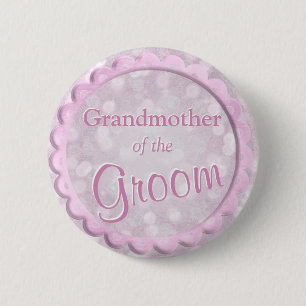 Grandmother of the Groom Pink Confetti 6 Cm Round Badge