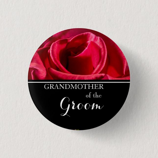 Grandmother of The Groom Wedding Red Roses 3 Cm Round Badge (Front)