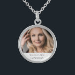 Grandmother photo sterling silver necklace<br><div class="desc">Personalise and add your own photo of the best grandmother in the world.  A white frame with black text:  World's Best Grandma. A birthday or Christmas gift for your grandmother.</div>