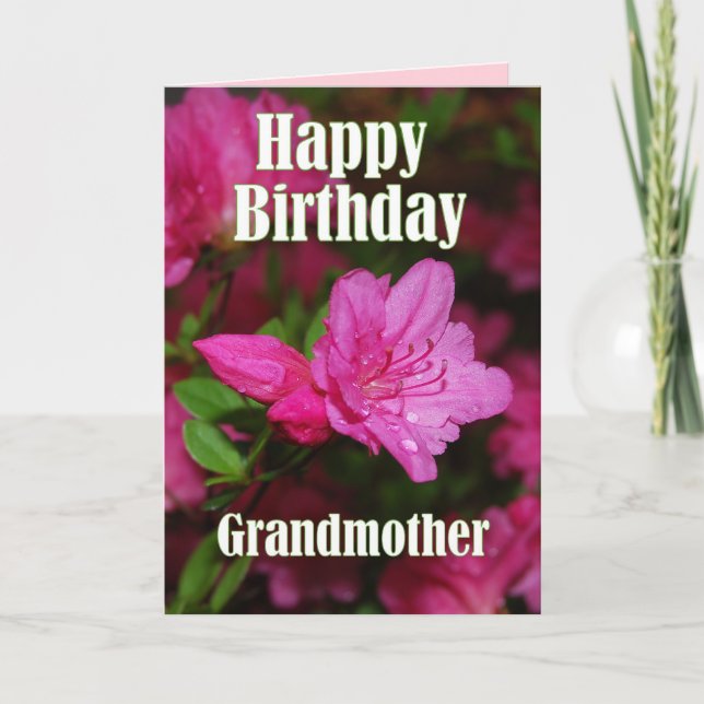 Grandmother Pink Azalea Happy Birthday Card (Front)