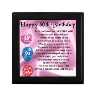 Grandmother poem  -  80th birthday gift box