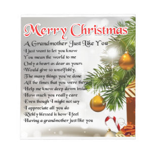 Grandmother poem - Christmas design Notepad