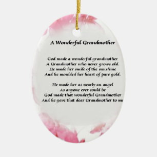 Grandmother Poem - Pink Floral Ceramic Tree Decoration