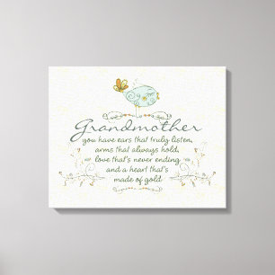 Grandmother Poem with Birds Canvas Print