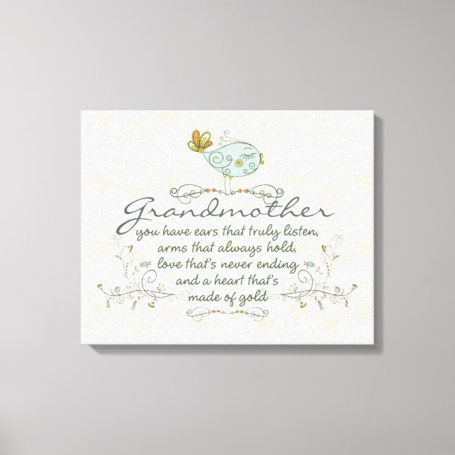 Grandmother Poem with Birds Canvas Print (Front)