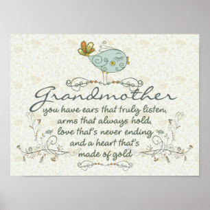 Grandmother Poem with Birds Poster