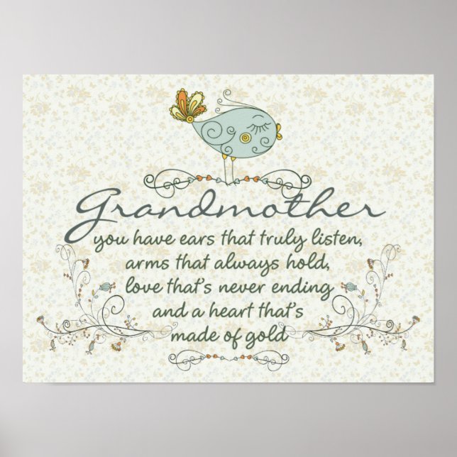 Grandmother Poem with Birds Poster (Front)