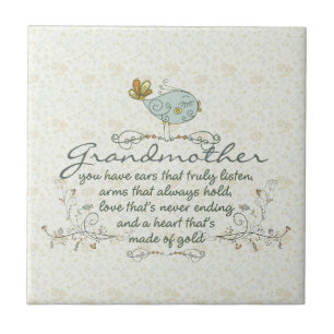 Grandmother Poem with Birds Tile