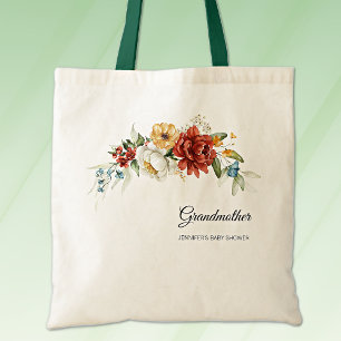 Grandmother Red Gold Floral Swag Baby Shower Tote Bag