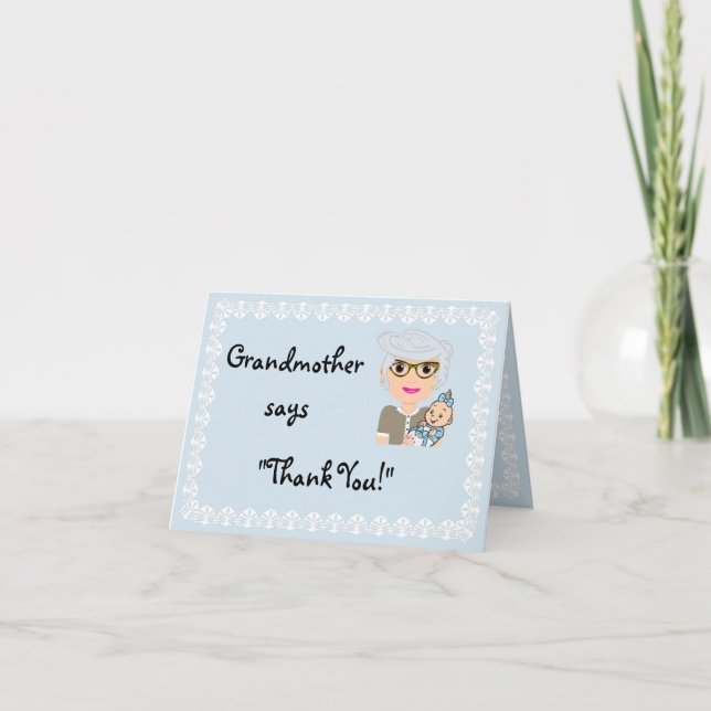 Grandmother Shower Gift Thank You Card (Front)