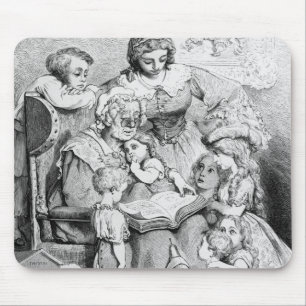 Grandmother telling a story to her mouse mat