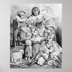 Grandmother telling a story to her poster