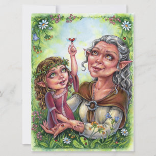 Grandmother With Granddaughter Art Card Elves