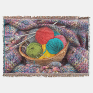 Grandmother's knitting throw blanket