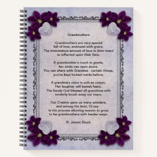 "Grandmothers" poem on a lavendar flowered journal