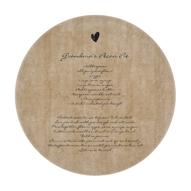 Grandmother's Recipe Custom Family Keepsake Round Cutting Board (Front)