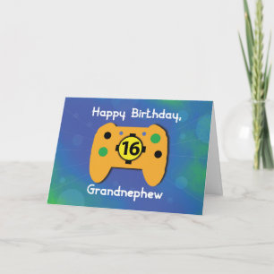 Grandnephew 16 Year Old Birthday Gamer Controller Card