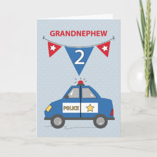 Grandnephew 2nd Birthday Blue Police Car Card