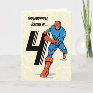 Grandnephew 4th Birthday Superhero Card