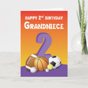 Grandniece 2nd Birthday Sports Balls Card