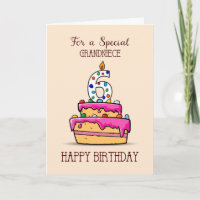 Grandniece 6th Birthday, 6 on Sweet Pink Cake