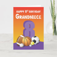 Grandniece 8th Birthday Sports Balls