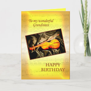Grandniece, a musical birthday card with a violin