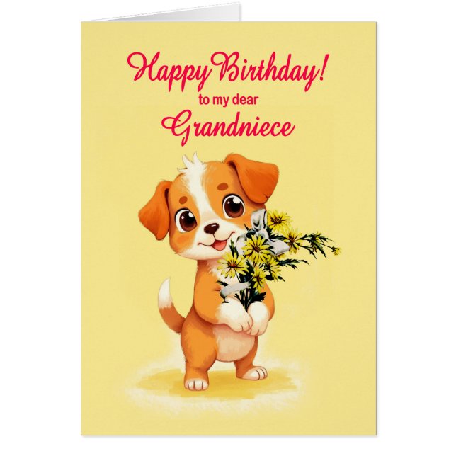 Grandniece Birthday Puppy and Flowers  (Front)