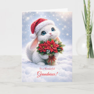 Grandniece Christmas Happy Holidays Cute Bunny Card