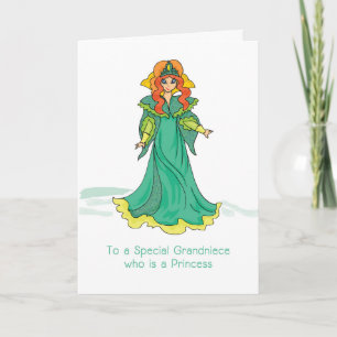 Grandniece Princess Birthday Green Sparkly Look  Card