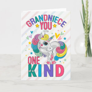 Grandniece Rainbow Unicorn Valentine's Day Holiday Card