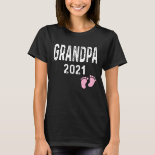 Grandpa 2021 New Grandfather Baby Girl Feet Father T-Shirt