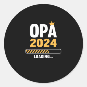 Grandpa 2024 Loading Pregnancy Announcement Classic Round Sticker