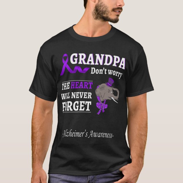 Grandpa Alzheimer Awareness Support Elefant T-Shirt (Front)