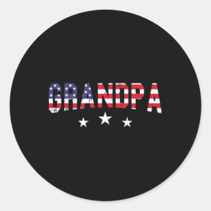 Grandpa American Flag 4th Of July Vintage Patrioti Classic Round Sticker