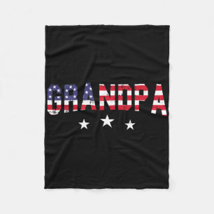 Grandpa American Flag 4th Of July Vintage Patrioti Fleece Blanket