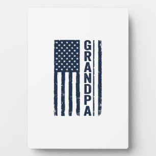 Grandpa American Flag Distressed Patriotic Design_ Plaque