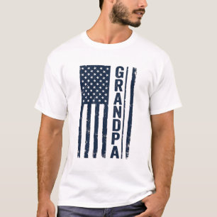 Grandpa American Flag Distressed Patriotic Design_ T-Shirt