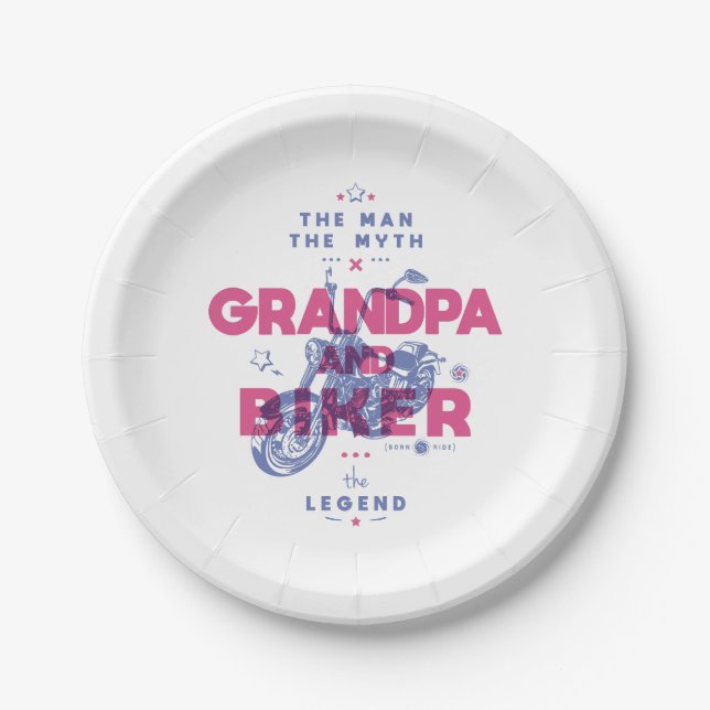Grandpa and biker the man the myth the legend paper plate (Front)