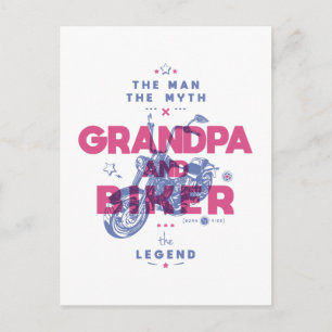 Grandpa and biker the man the myth the legend postcard