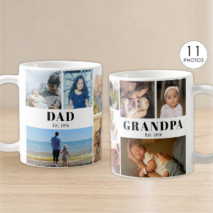 Grandpa and Dad Year Est. 11 Photo Collage Coffee Mug