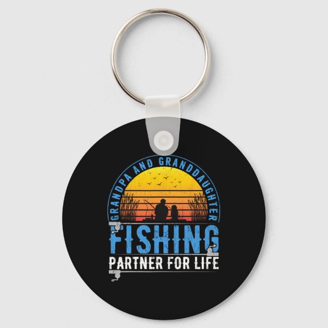 Grandpa And Granddaughter Fishing Buddies For Life Key Ring (Front)