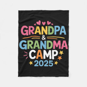 Grandpa And Grandma Camp 2025 Family Vacation Summ Fleece Blanket