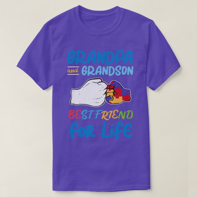 Grandpa And Grandson Best Friend for Life Autism A T-Shirt (Design Front)
