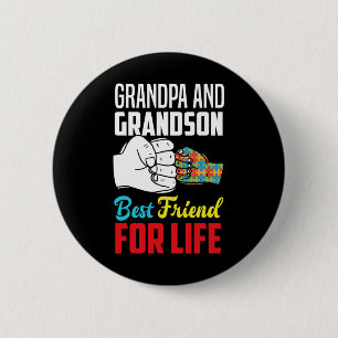 Grandpa And Grandson Best Friend For Life Autism G 6 Cm Round Badge