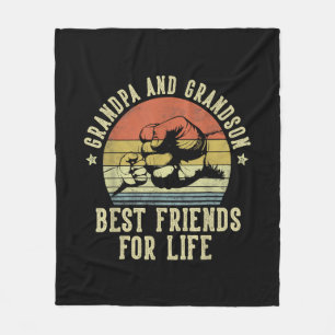 Grandpa and Grandson Best Friends for Life Funny G Fleece Blanket